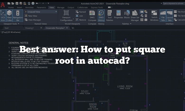 Best answer: How to put square root in autocad?