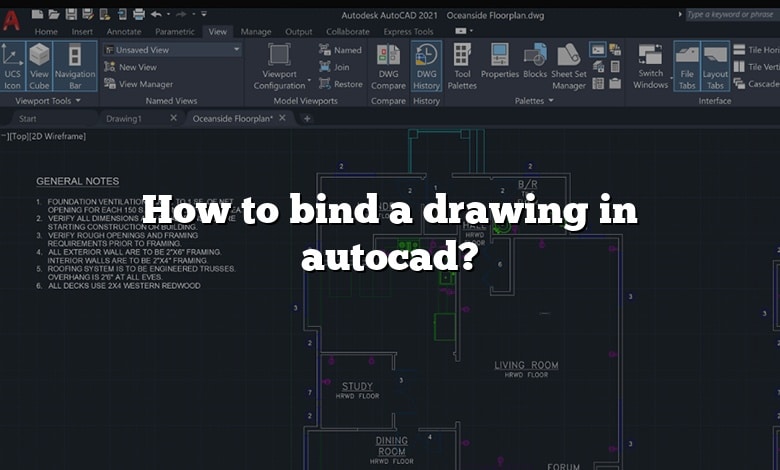 How to bind a drawing in autocad?