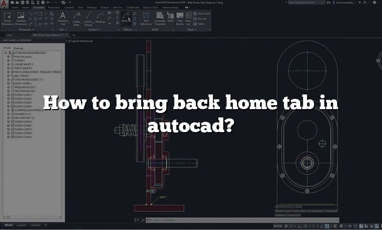 How to bring back home tab in autocad?