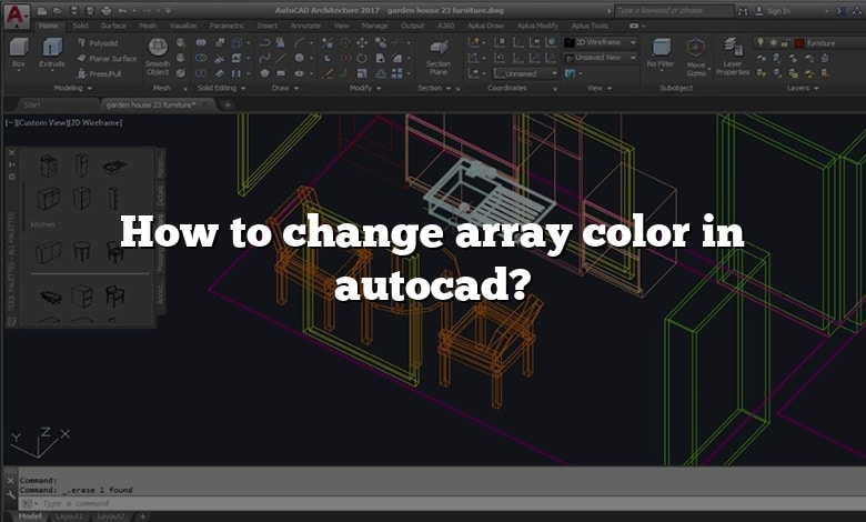 How to change array color in autocad?