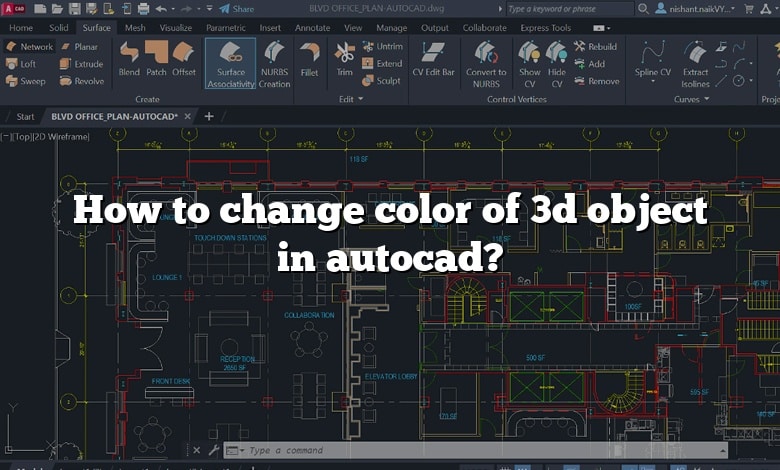 How to change color of 3d object in autocad?