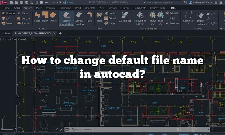 How to change default file name in autocad?