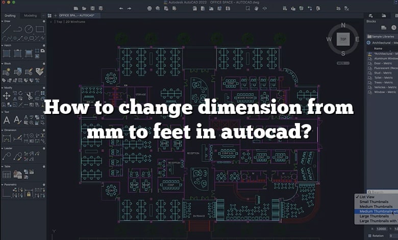 How to change dimension from mm to feet in autocad?