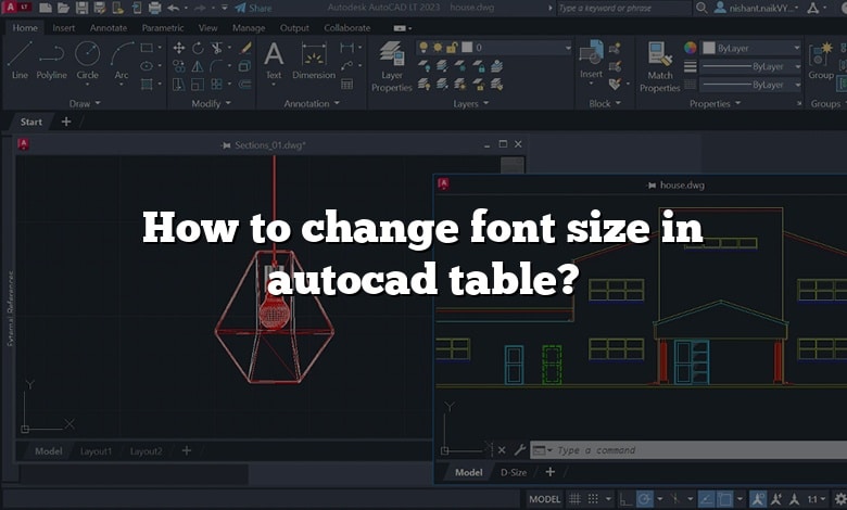 How to change font size in autocad table?