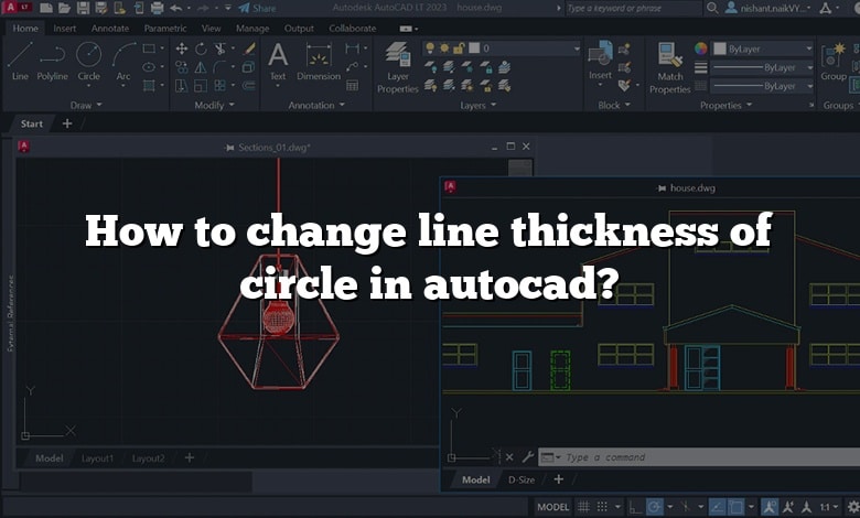 How to change line thickness of circle in autocad?