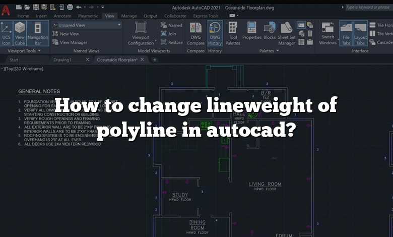 How to change lineweight of polyline in autocad?