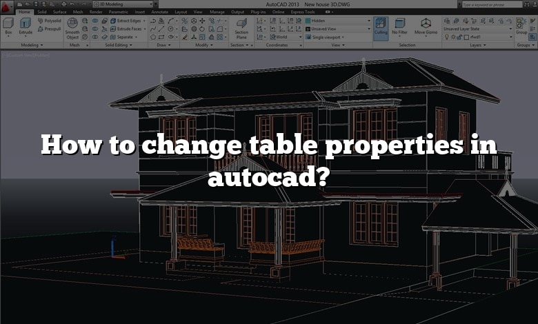 How to change table properties in autocad?