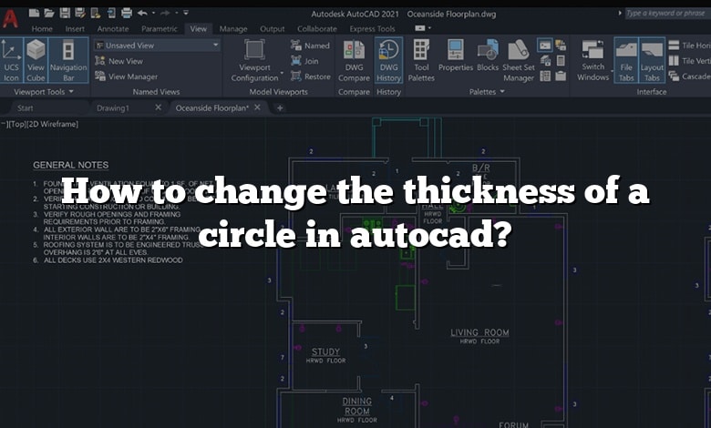 How to change the thickness of a circle in autocad?