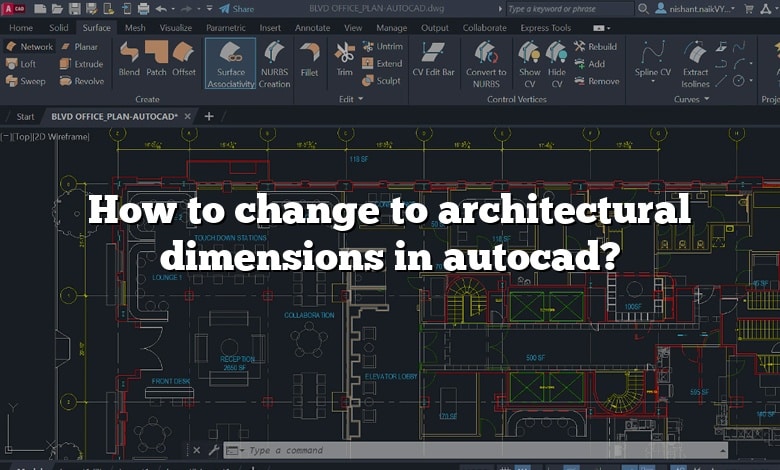 How to change to architectural dimensions in autocad?