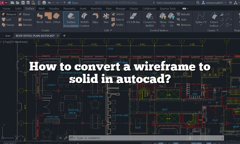 How to convert a wireframe to solid in autocad?