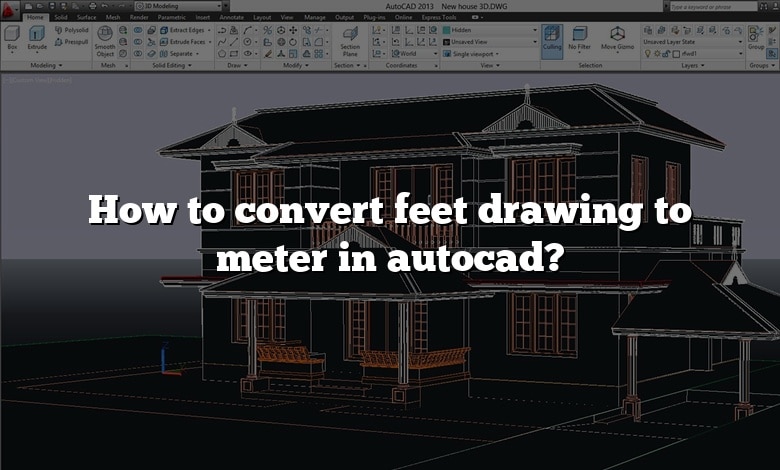 How to convert feet drawing to meter in autocad?