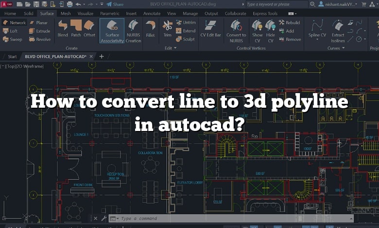 How to convert line to 3d polyline in autocad?