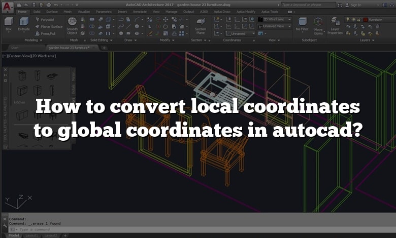 How to convert local coordinates to global coordinates in autocad?