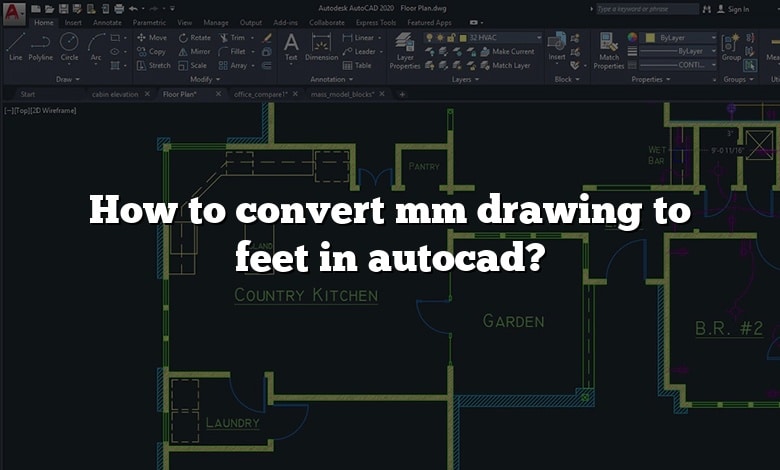 How to convert mm drawing to feet in autocad?