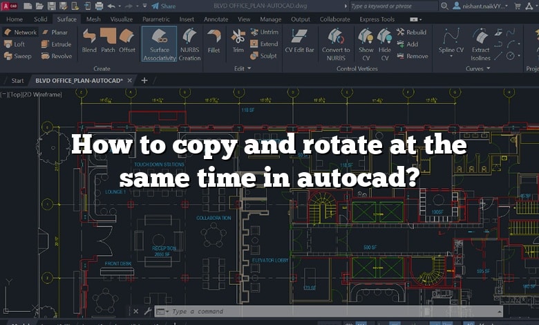 How to copy and rotate at the same time in autocad?