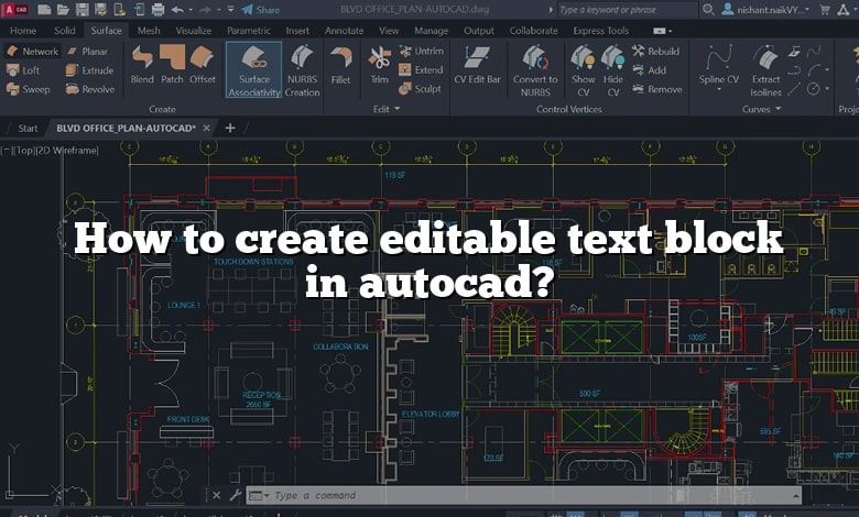 How to create editable text block in autocad?