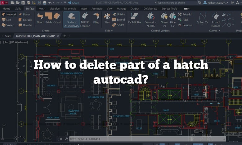 How to delete part of a hatch autocad?