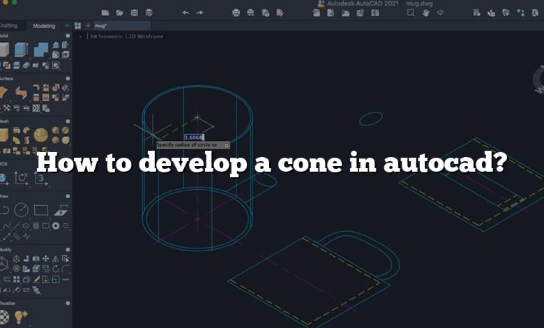 How to develop a cone in autocad?