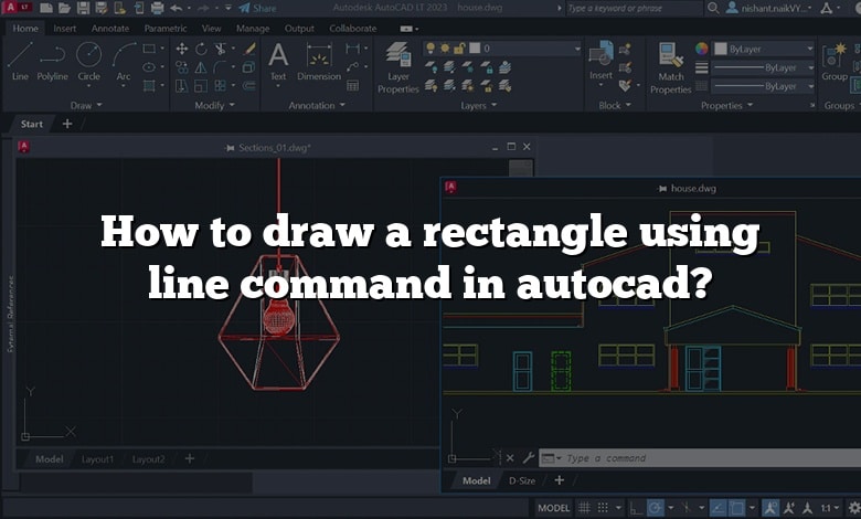 How to draw a rectangle using line command in autocad?