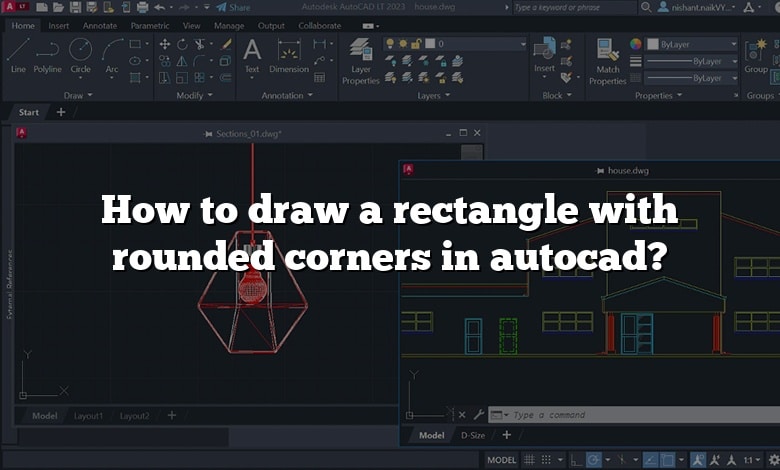 How to draw a rectangle with rounded corners in autocad?