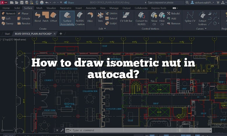 How to draw isometric nut in autocad?