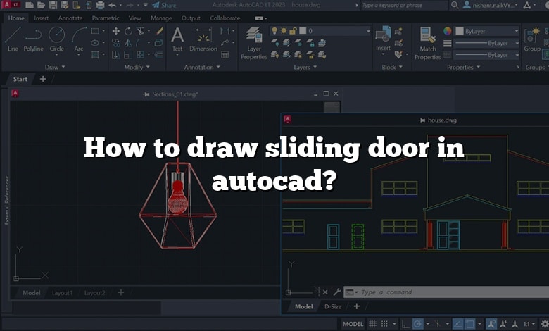 How to draw sliding door in autocad?