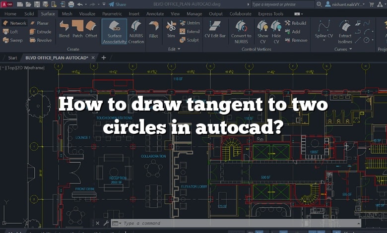 How to draw tangent to two circles in autocad?
