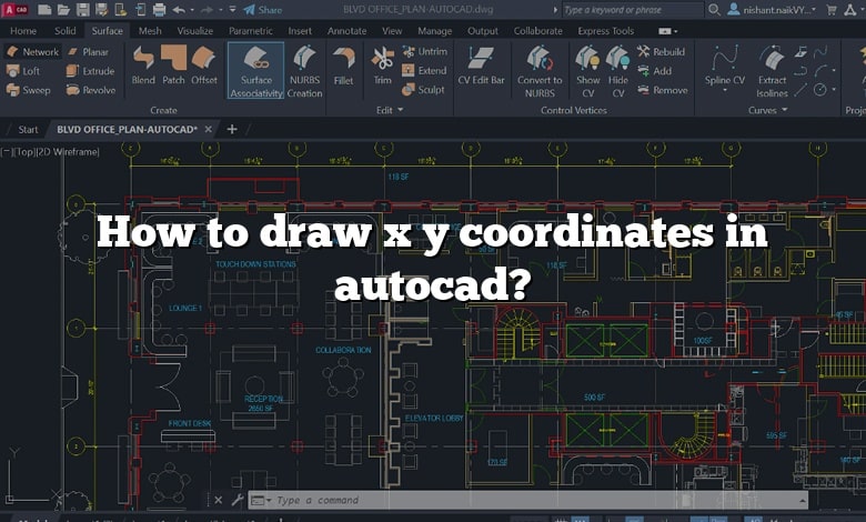How to draw x y coordinates in autocad?
