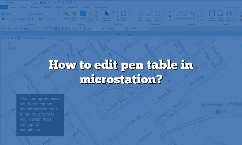 How to edit pen table in microstation?