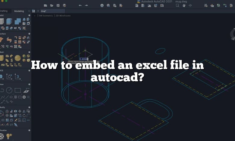 How to embed an excel file in autocad?