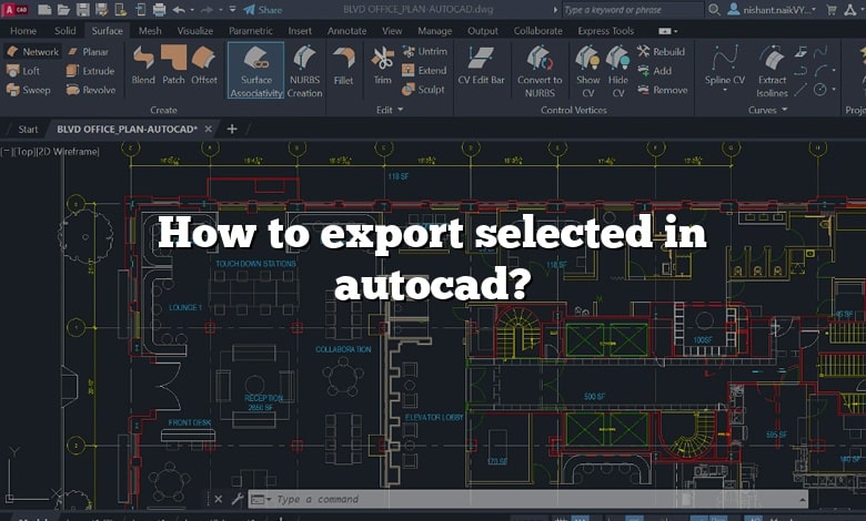 How to export selected in autocad?