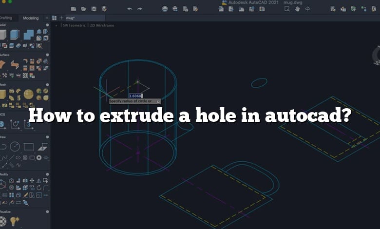 How to extrude a hole in autocad?