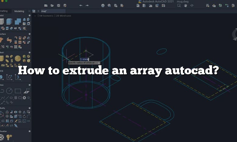 How to extrude an array autocad?