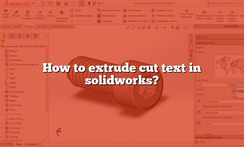 How to extrude cut text in solidworks?