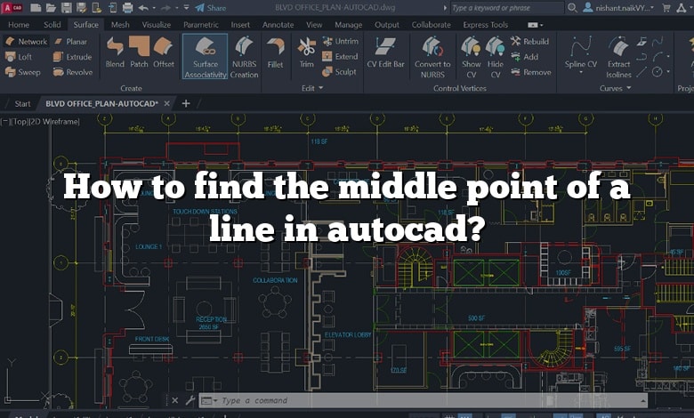 How to find the middle point of a line in autocad?