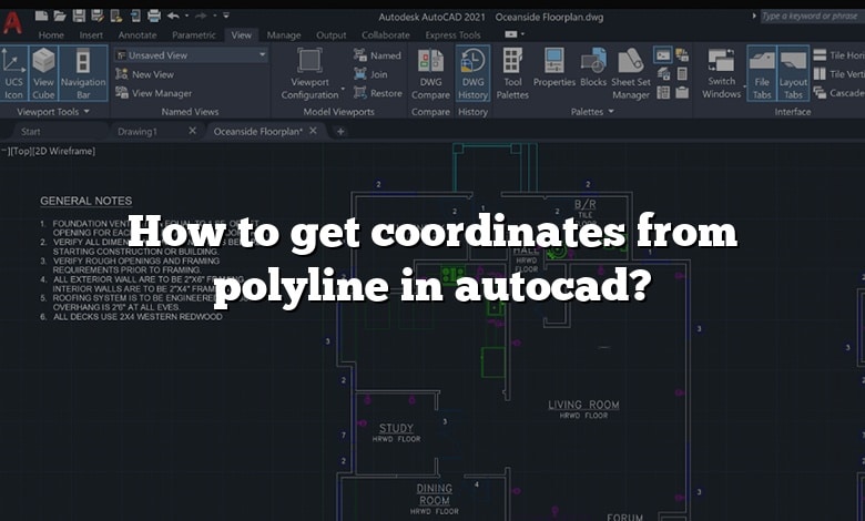 How to get coordinates from polyline in autocad?