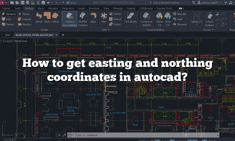 How to get easting and northing coordinates in autocad?