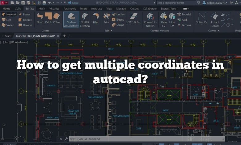 How to get multiple coordinates in autocad?