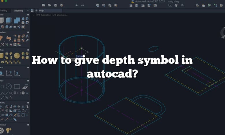 How to give depth symbol in autocad?