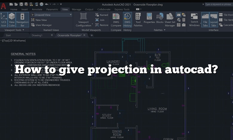 How to give projection in autocad?