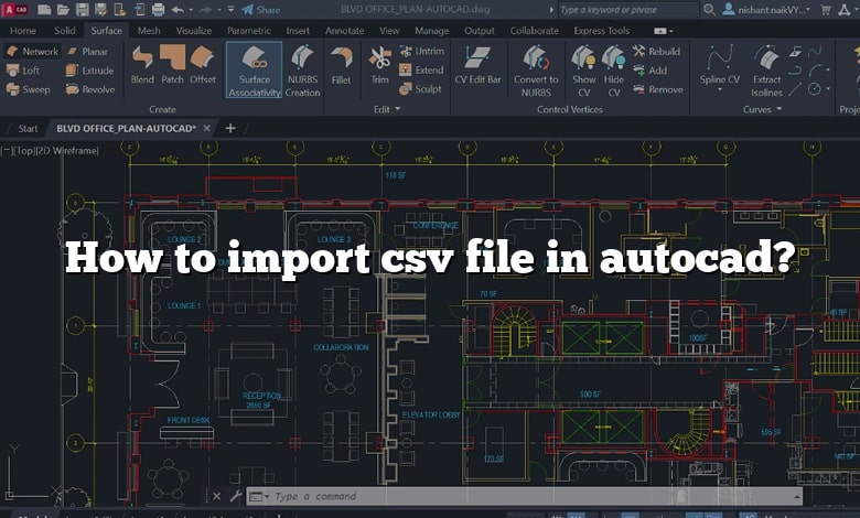 How to import csv file in autocad?
