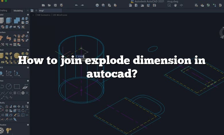 How to join explode dimension in autocad?