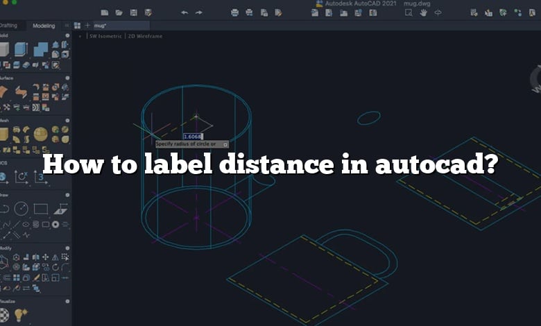 How to label distance in autocad?