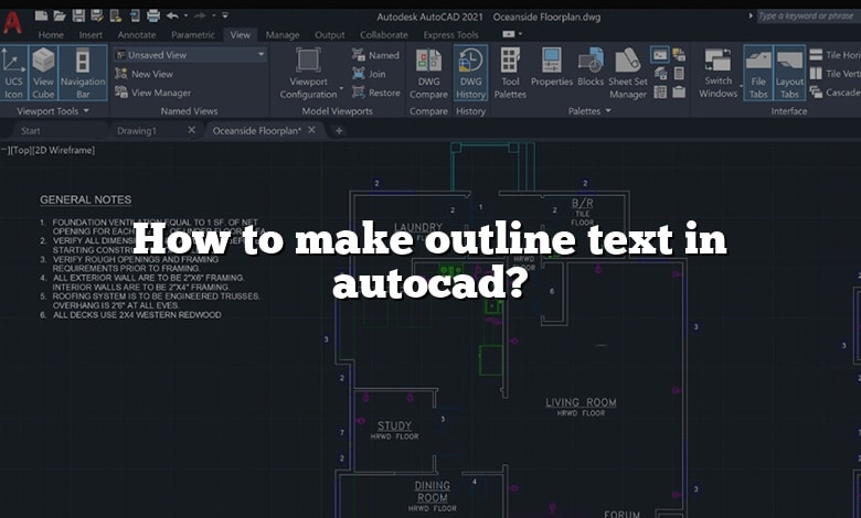 How to make outline text in autocad?