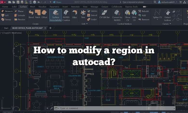 How to modify a region in autocad?
