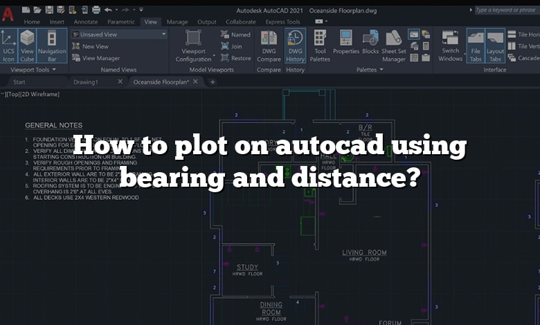 How to plot on autocad using bearing and distance?