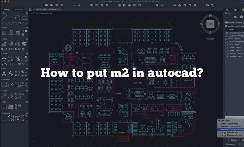 How to put m2 in autocad?