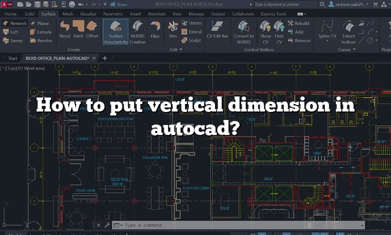 How to put vertical dimension in autocad?