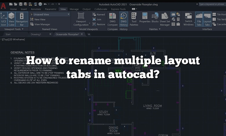 How to rename multiple layout tabs in autocad?