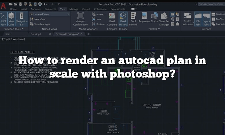 How to render an autocad plan in scale with photoshop?